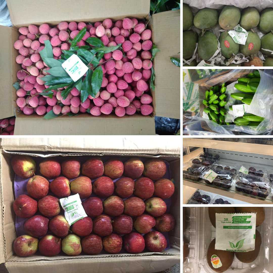 bảo quản trái cây trong siêu thị bằng gói hút ethylene