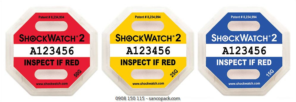 Nhãn phát hiện sốc Shockwatch được cung cấp độc quyền bởi Sancopack