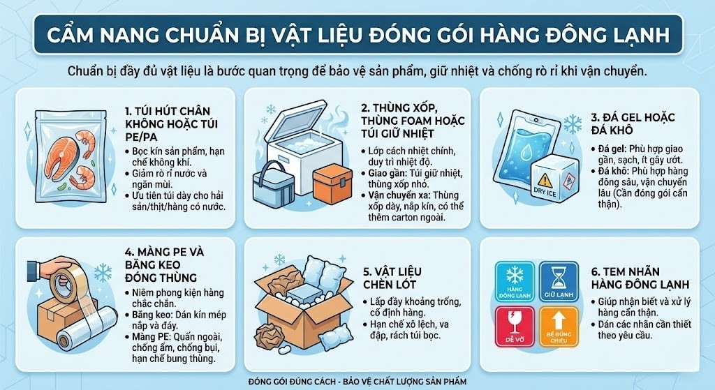 cách đóng gói hàng đông lạnh